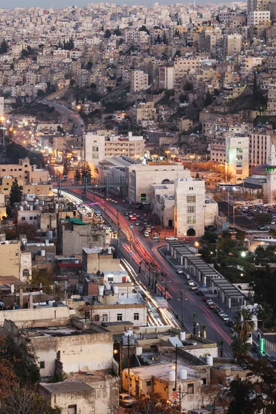 Cityscape of Amman capital city in Jordan, Middle East in evening