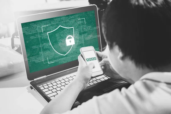 Sicurezza Dei Dispositivi Internet Rete Tecnologia Del Sistema Sicurezza Dei — Foto Stock