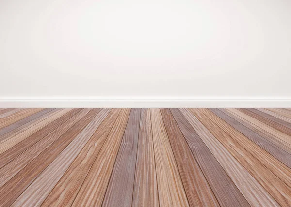 Oak Wood Floor White Wall Empty Living Room — Stock Photo, Image