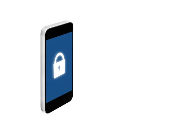 Mobilny Inteligentny Telefon Ikona Kłódki Ekranie Odizolowana Białym Tle — Zdjęcie stockowe