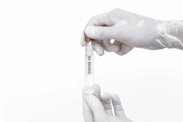 Covid Impfstoff Hand Hält Coronavirus Immunimpfung Isoliert Auf Weißem Hintergrund — Stockfoto