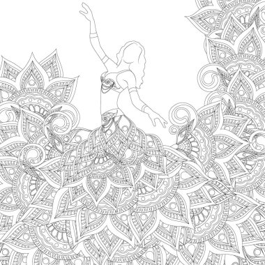 bir kadın dans oryantal dans ile boyama