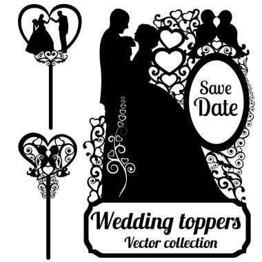 silhouette of a couple on a background of flowers clipart