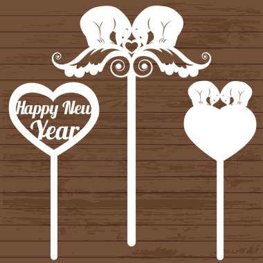 scheme of New Year's toppers with bears clipart