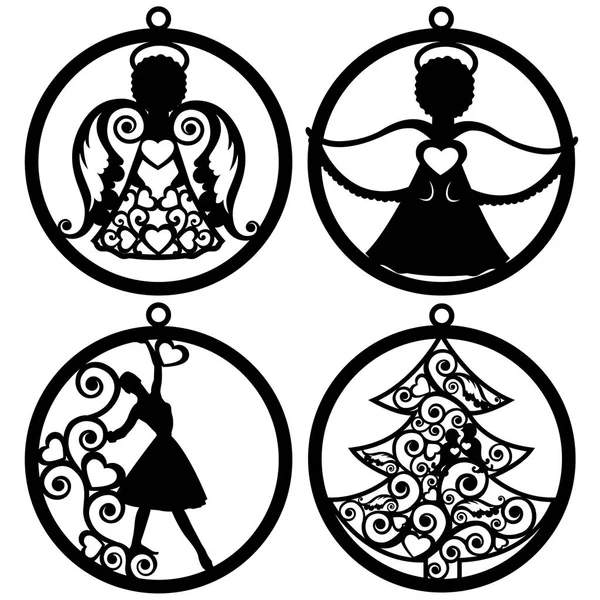 Lazer kesimi için noel toplarının desenleri