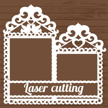 aşk iki kuş ile lazer kesme çerçevesi