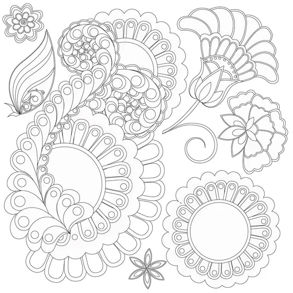 Coloring Book Flowers Patterns Stress — Stock Vector