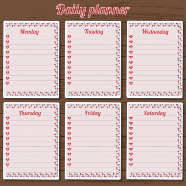 Haftanın günleriyle günlük şablonu