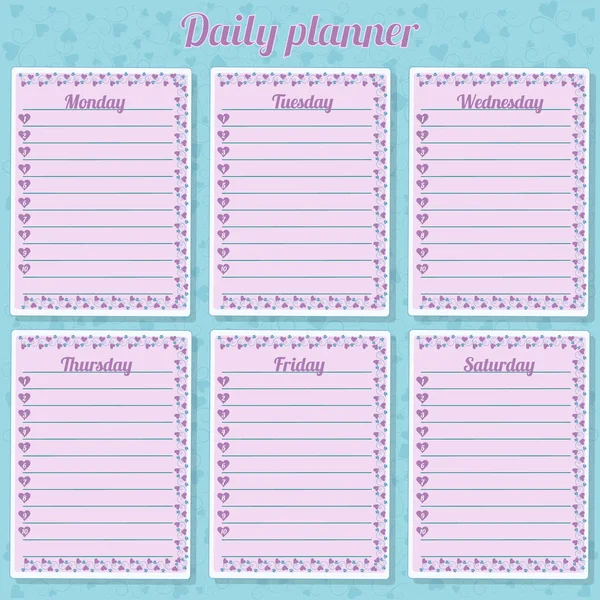 Diary Template Days Week — Stock Vector
