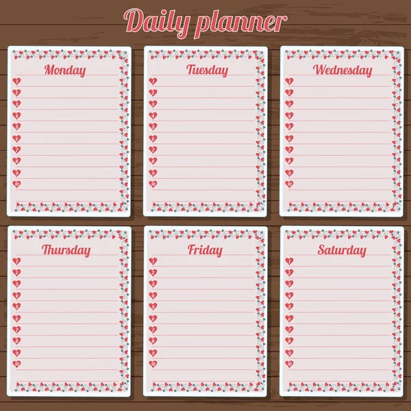 Diary Template Days Week — Stock Vector