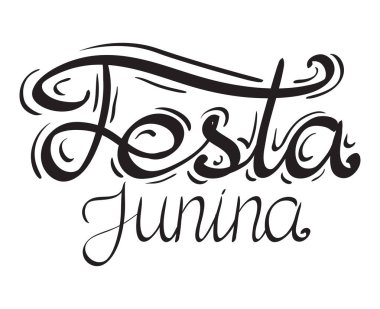 Yazı Festa junina. El yazı çekilmiş. Festival kartpostal, tebrik kartı ve tasarımınız için vektör öğesi