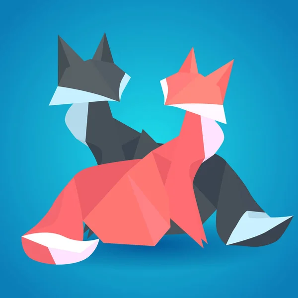 Εικονογράφηση Του Ζεύγους Χαρτί Origami Αλεπούδες Βιβλίο Zoo Διάνυσμα Στοιχείο — Διανυσματικό Αρχείο