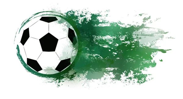 Ilustração Uma Bola Futebol Com Respingos Aquarela Arranhões Grunge Elemento — Vetor de Stock
