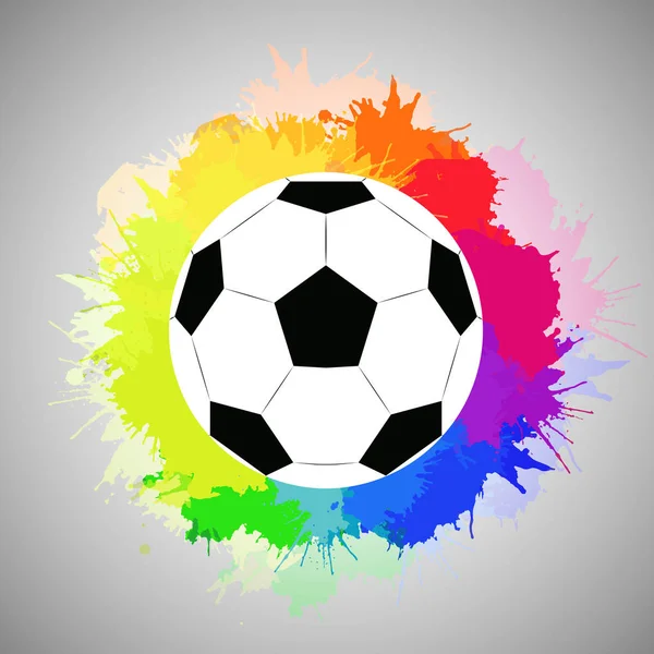 Bola Futebol Branco Com Spray Arco Íris Aquarela Elemento Vetorial — Vetor de Stock
