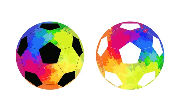 Set Von Fußball Mit Aquarell Regenbogen Hintergrund Vektorelement Zum Füttern — Stockvektor