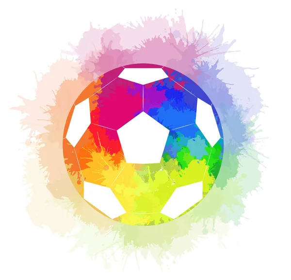 Ballon Football Avec Fond Arc Ciel Aquarelle Spray Arc Ciel — Image vectorielle