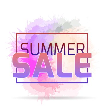 Neon afiş yaz Satılık sulu boya sprey ile. İndirim. Nesneleri ayrı arka plan. Afiş, broşür ve tasarımınız için vektör öğesi