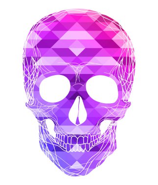 Poligonal arka plan ile insan kafatası Illustration. Önden görünüm. Arka plandan ayrı bir öğedir. Vektör öğesi için yaratıcılığınızı