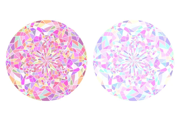 Set Von Runden Mandalas Aus Glasmalerei Glasscherben Kaleidoskop Vektorelement Für — Stockvektor