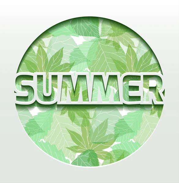 Sommer Grußkarte Mit Grünen Blättern Vielseitige Karte Aus Papier Vektor — Stockvektor