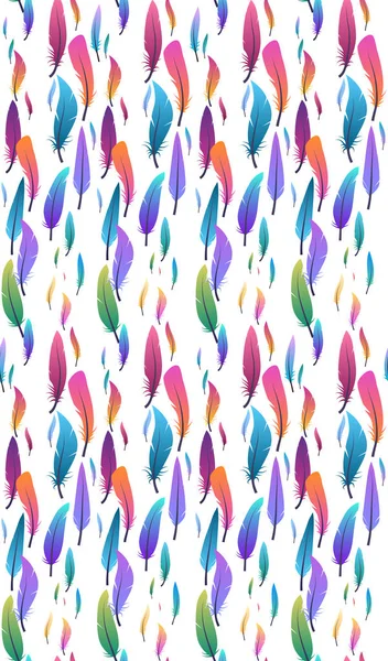 Texture Sans Couture Plumes Multicolores Dans Une Rangée Sur Fond — Image vectorielle
