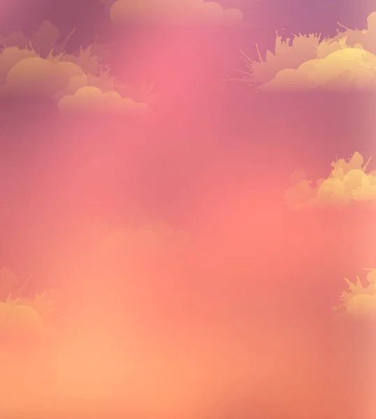Vektorillustration Von Himmel Und Wolken Mit Aquarellspritzern Sonnenuntergang Vektorelement Für — Stockvektor