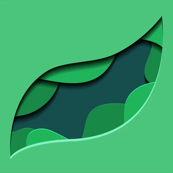 Grüne Illustration Eines Aus Papier Ausgeschnittenen Baumblattes Vektorelement Für Ihr — Stockvektor