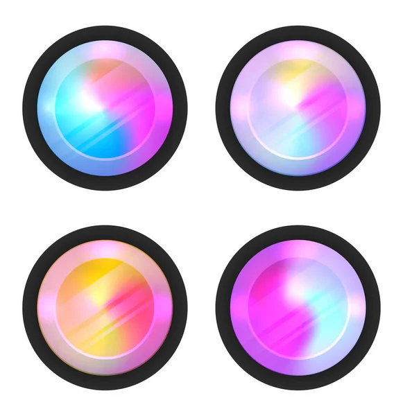Zestaw Okrągłych Holograficzne Banerów Niewyraźne Rainbow Elementów Obiektyw Kamery Kręgach — Wektor stockowy