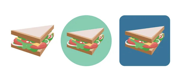 Set Flat Sandwich Icons Isometric Style Vector Element Logos Banners — Stock Vector