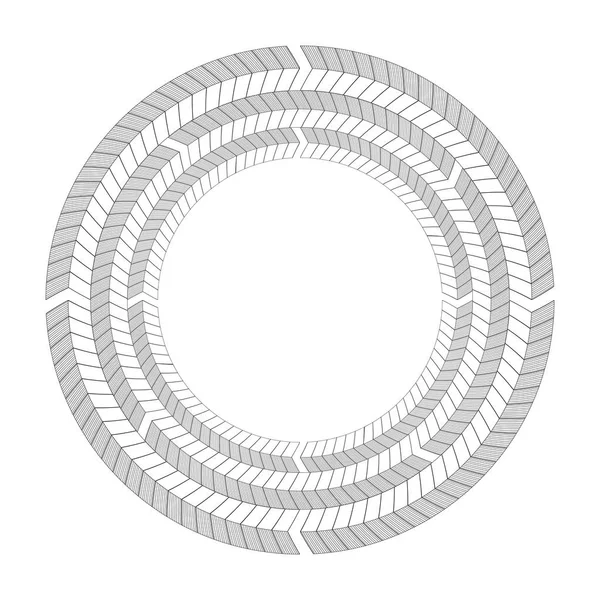 Okrągłe Ramki Czarno Białe Jodełkę Obramowania Obiekt Oddzielone Tła Szablon — Wektor stockowy