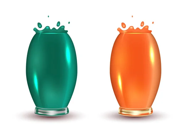 Ensemble Verres Réalistes Avec Des Cocktails Colorés Une Touche Jus — Image vectorielle
