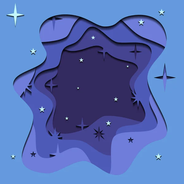 Ilustrație Abstractă Cerului Noapte Element Tăiat Din Hârtie Element Vectorial — Vector de stoc