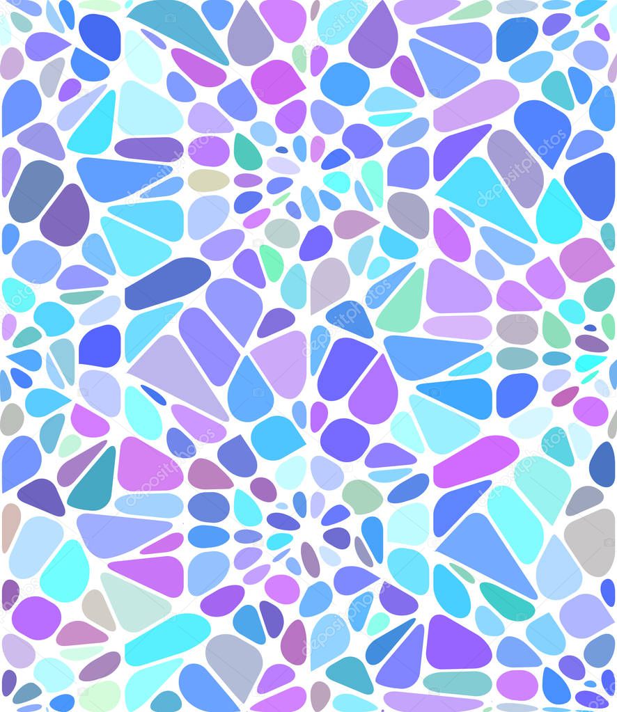 Vector background with a blue broken stained glass.  Broken window