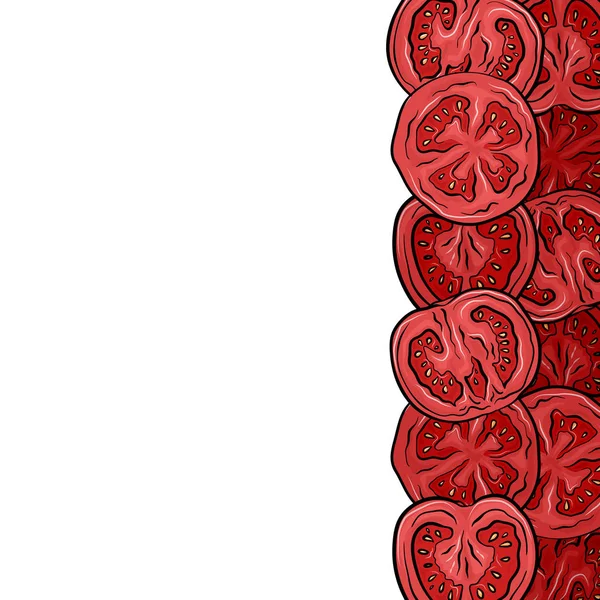 Cartes Avec Bordures Tomates Dans Une Coupe Endroit Pour Texte — Image vectorielle
