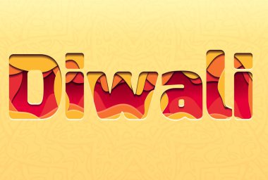 Diwali, festivalin 3D yazıt yapılan kağıt oyma ile kat. Tebrik kartları, tebrikler, davetiyeler ve yaratıcılık için vektör öğesi