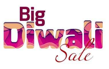 Diwali, festivalin 3d yazıt ile büyük Diwali satış yapılan kağıt katmanları. Tebrik kartları, banner, özel indirim ve yaratıcılık için vektör öğesi