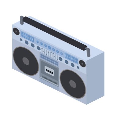 Vektör izometrik düz çizim Boombox. Kaset Kaydedici. Vektör öğesi için yaratıcılığınızı