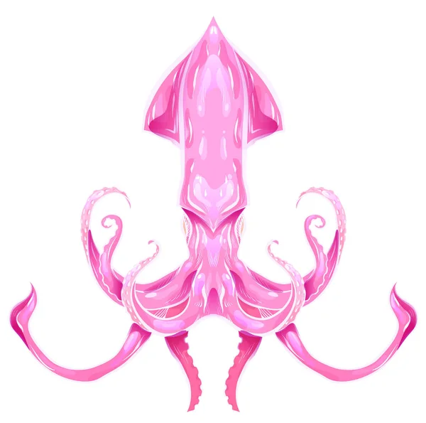 Illustrazione Colori Rosa Calamari Oggetto Separato Dallo Sfondo Illustrazione Neon — Vettoriale Stock