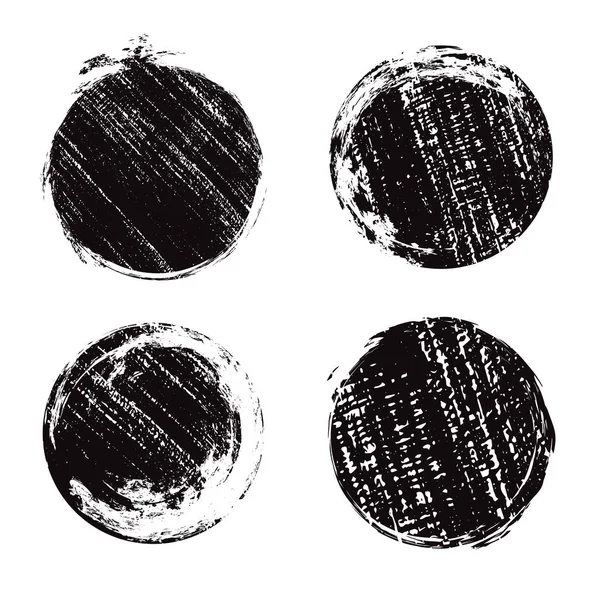 Yuvarlak grunge afiş çizikler ile ayarlayın. Mürekkep yazdırır. Afiş, davetiye ve tasarımınız için vektör öğesi