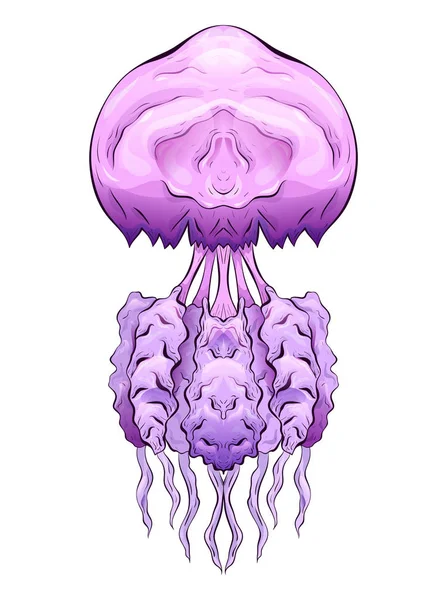 Illustrazione Colorata Meduse Oggetto Separato Dallo Sfondo Illustrazione Stampa Magliette — Vettoriale Stock