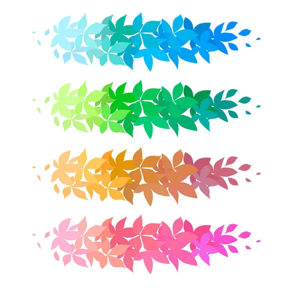 Set Colorful Branch Leaves Object Separate Background Vector Flat Element — Stock Vector