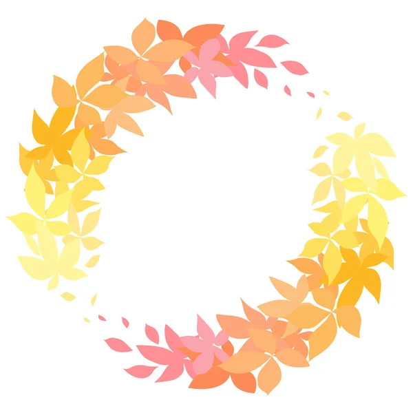 葉で作った丸い秋の花輪 オブジェクトは 背景から分離します 招待状 グリーティング カード あなたのデザインのベクトル フラット要素 — ストックベクタ