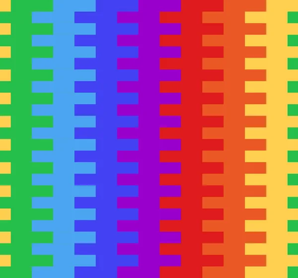 虹のバスケット織りのあるシームレスなテクスチャです 色とりどりのブロック 包装紙 保育園であなたの創造性のベクトル子パターン — ストックベクタ