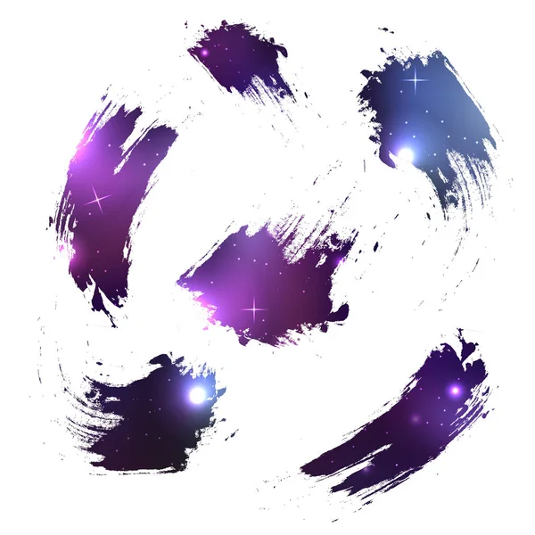 Grunge fırça darbeleri kozmik arka plan ile. Arka plandan ayrı bir nesnedir. Afiş, kartları ve tasarımınız için vektör öğesi,