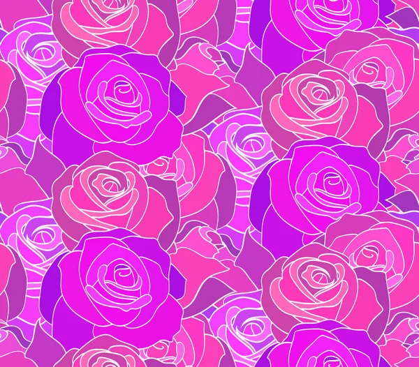 Seamless Neon Texture Roses Day Dead Vector Pattern Wallpaper Wrapper — Stock Vector