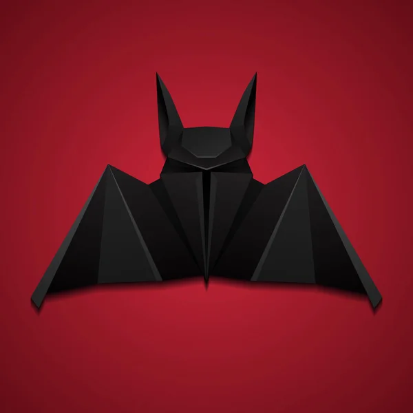 Illustration Origami Bat Röd Bakgrund Halloween Objektet Separat Från Bakgrunden — Stock vektor