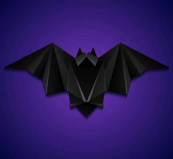 Ilustracja Origami Bat Fioletowym Tle Halloween Obiekt Różni Się Tła — Wektor stockowy