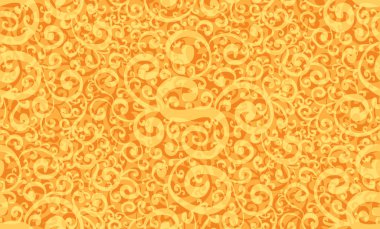 Altın vintage desen doodle. Vektör sarı oyma doku kağıt, kumaş, arka planlar ve yaratıcılığınızı kaydırma.