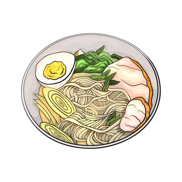 Színezés Rajzfilm Illusztrációja Ramen Tészta Vektor Elem Menüben Kártya Kreativitás — Stock Vector