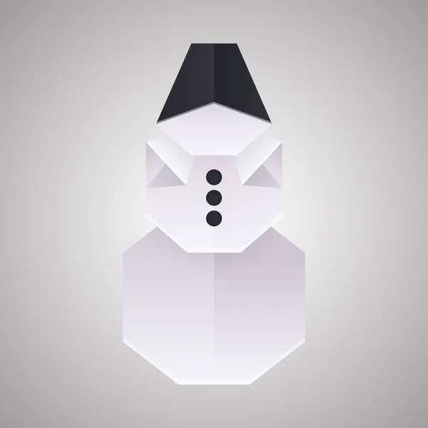 Бумажный Оригами Снеговик Объект Отделен Фона Векторный Элемент Карточек Приглашений — стоковый вектор